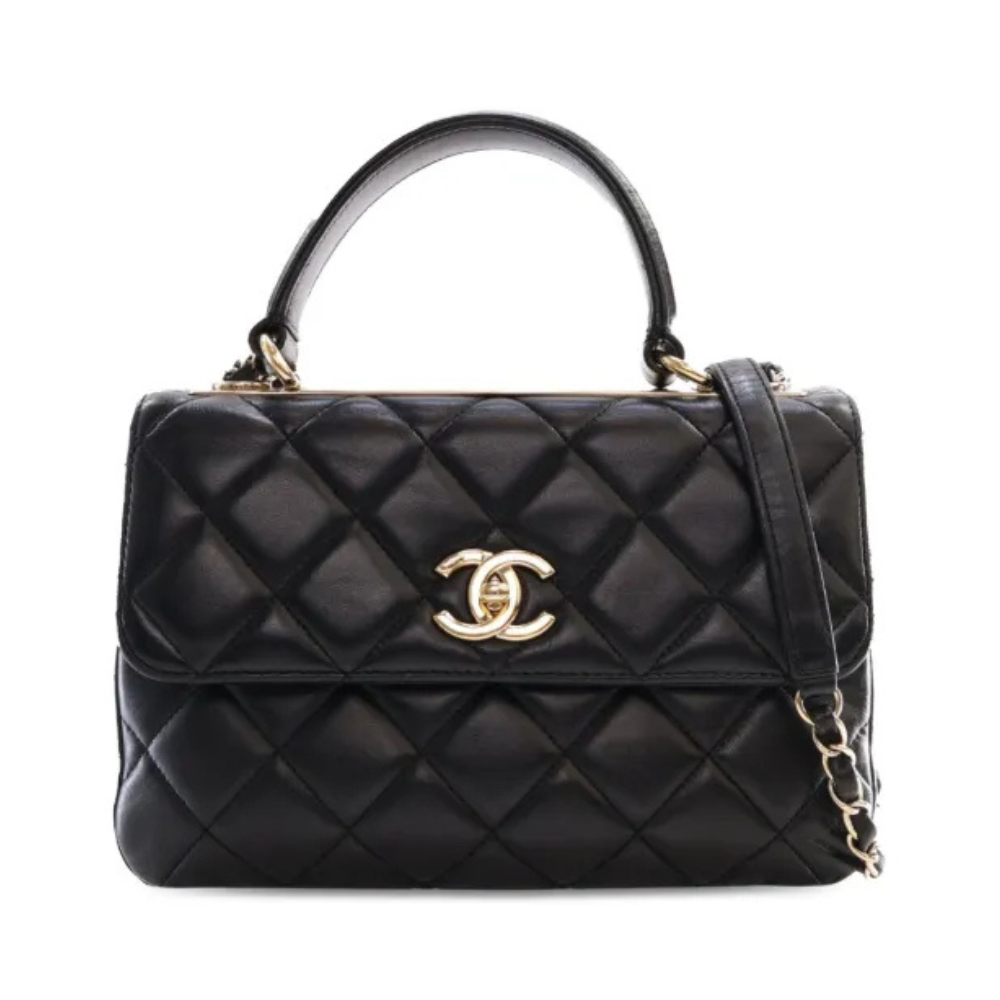 CHANEL FLAP WITH TOP HANDLE BAG - BLACK