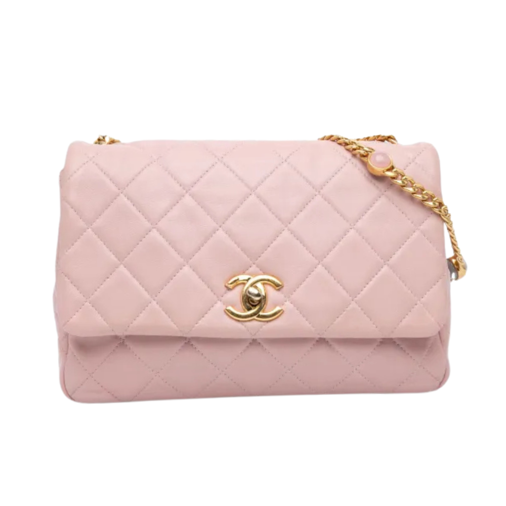 CHANEL FLAP WITH TOP HANDLE BAG - PINK