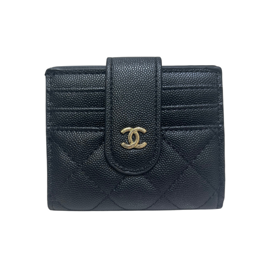 CHANEL STRAP CARD HOLDER - BLACK/GOLD