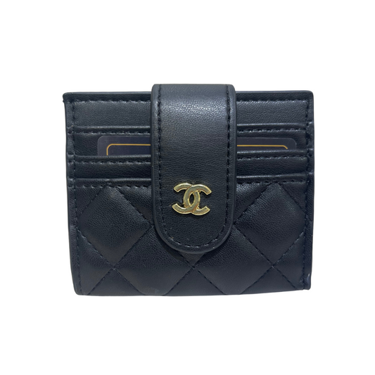 CHANEL STRAP CARD HOLDER MATTE - BLACK/GOLD