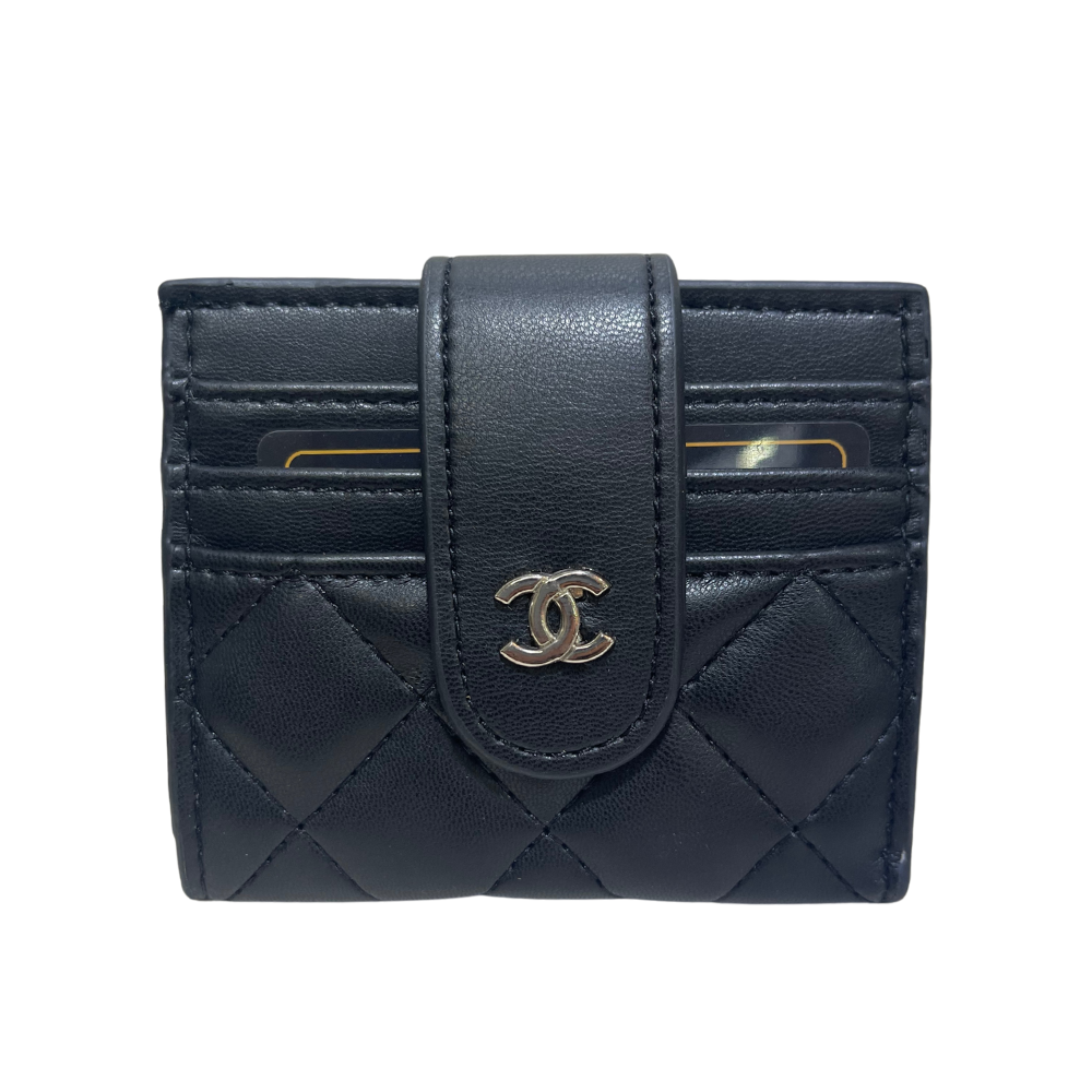 CHANEL STRAP CARD HOLDER MATTE - BLACK/SILVER