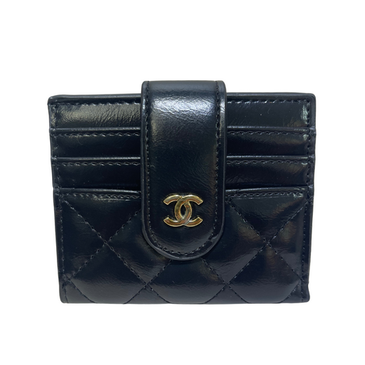 CHANEL STRAP CARD HOLDER SMOOTH - BLACK/GOLD