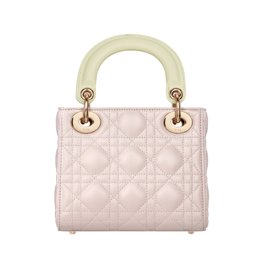 DIOR LADY DIO TWO-TONE BAG - ROSE QUARTZ/WHITE