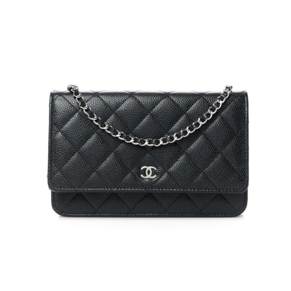 CHANEL QUILTED WALLET ON CHAIN - BLACK