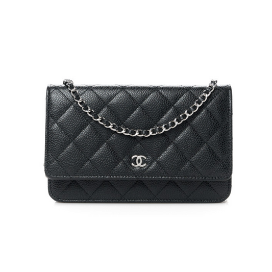 CHANEL QUILTED WALLET ON CHAIN - BLACK