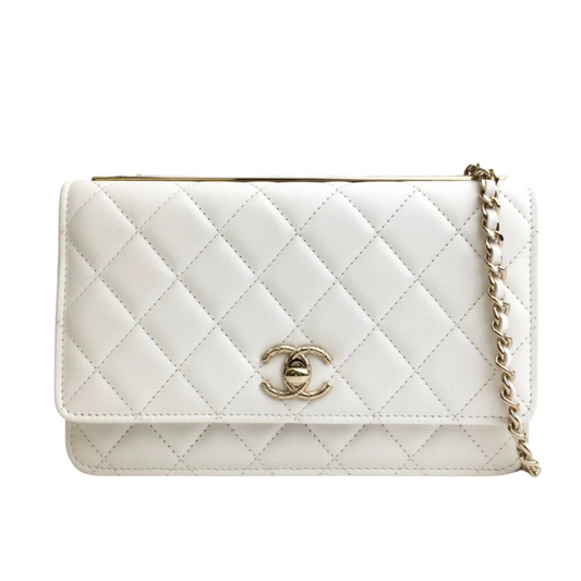 CHANEL CLUTCH ON CHAIN - WHITE