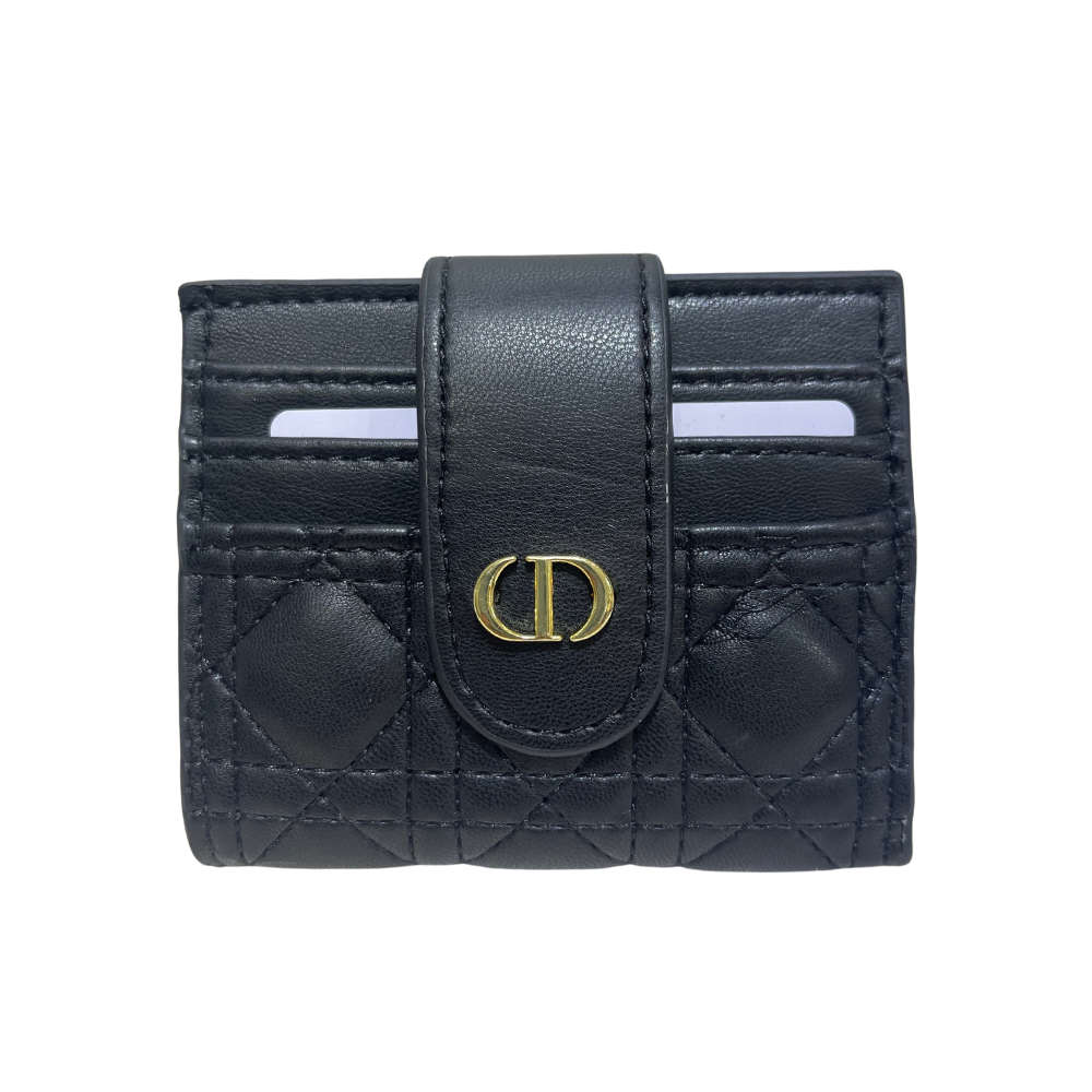 DIOR STRAP CARD MATTE HOLDER - BLACK/GOLD