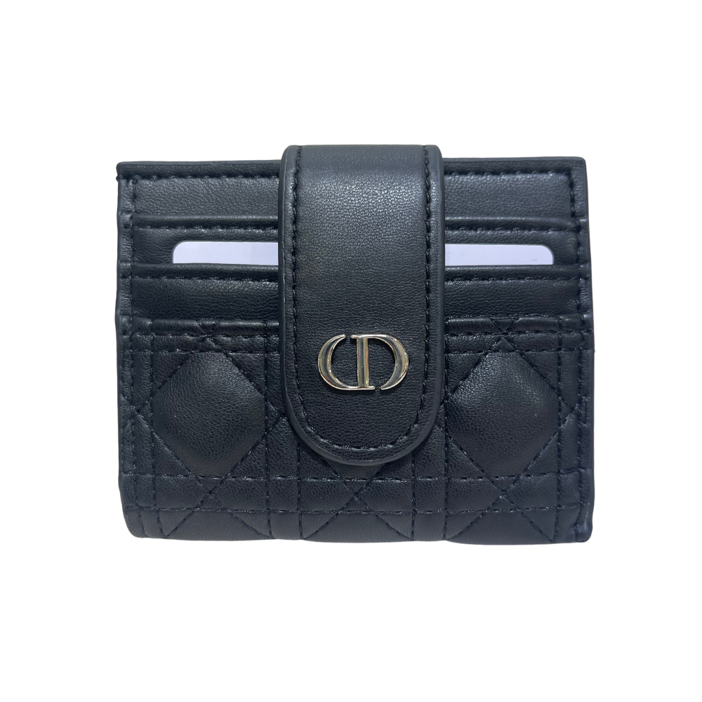 DIOR STRAP CARD MATTE HOLDER - BLACK/SILVER