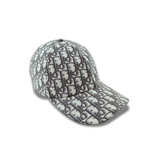 DIOR OBLIQUE MONOGRAM HAT - GREY/WHITE