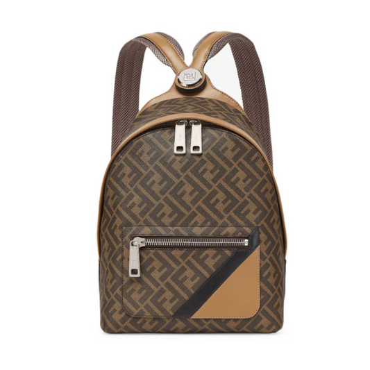 FENDI DIAGONAL CHIODO MEDIUM BACKPACK - BROWN