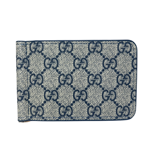 GUCCI GG CANVAS CARD HOLDER - GREY/BLUE