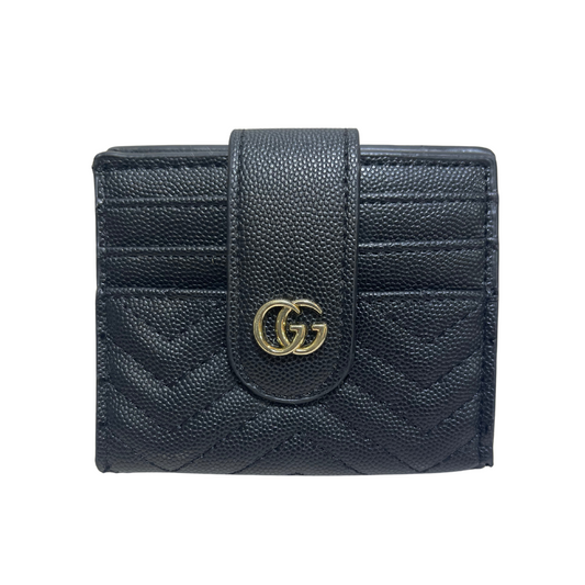 GUCCI GG STRAP CARD HOLDER - BLACK/GOLD