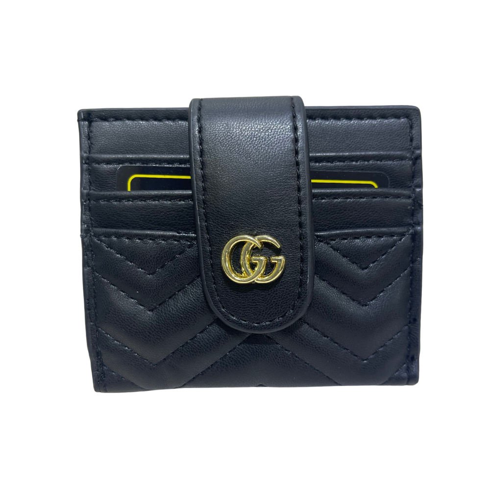 GUCCI GG STRAP CARD HOLDER MATTE - BLACK/GOLD