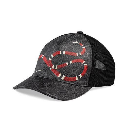 GUCCI KINGSNAKE GG SUPREME BASEBALL HAT - BLACK