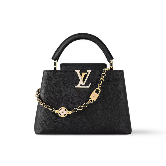 LOUIS VUITTON CAPUCINES BB NANO PURSE - BLACK