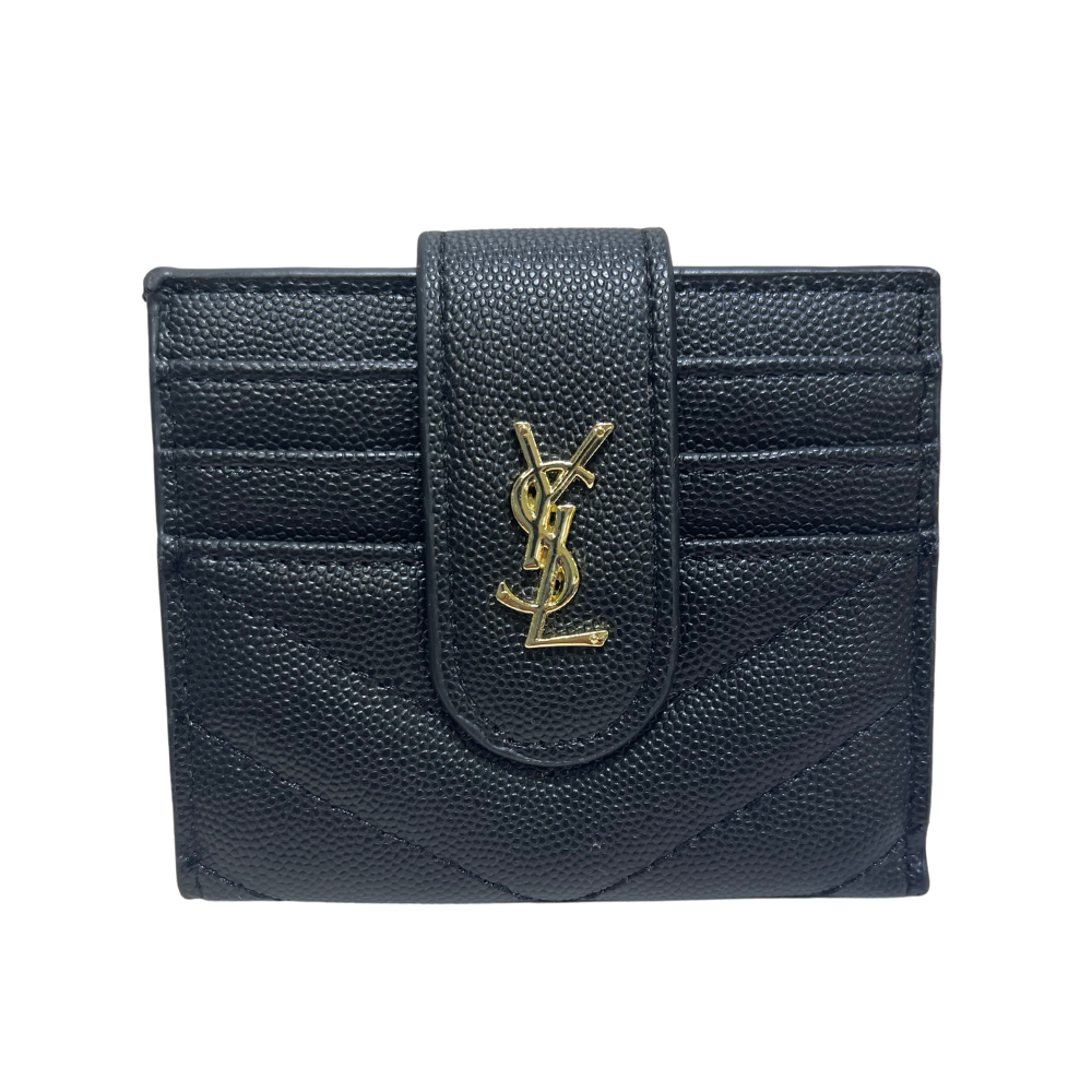 YVES SAINT LAURENT STRAP CARD HOLDER - BLACK/GOLD