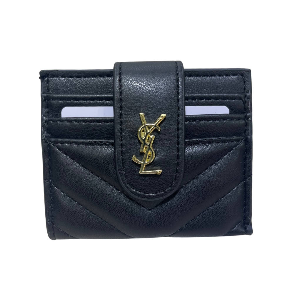 YVES SAINT LAURENT STRAP CARD HOLDER MATTE - BLACK/GOLD