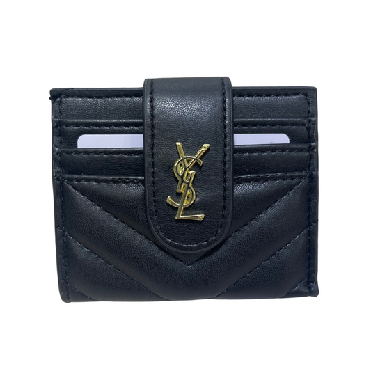 YVES SAINT LAURENT STRAP CARD HOLDER MATTE - BLACK/GOLD