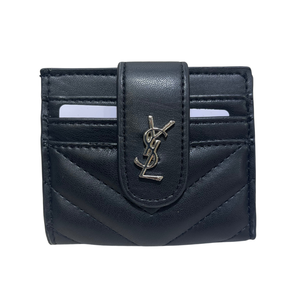 YVES SAINT LAURENT STRAP CARD HOLDER MATTE - BLACK/SILVER