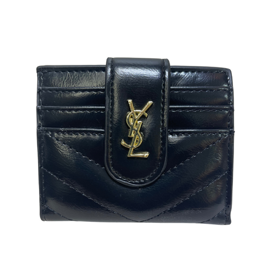 YVES SAINT LAURENT STRAP CARD HOLDER SMOOTH - BLACK/GOLD