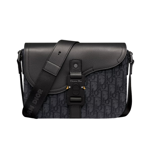 DIOR SADDLE MESSENGER BAG WITH FLAP - BLACK