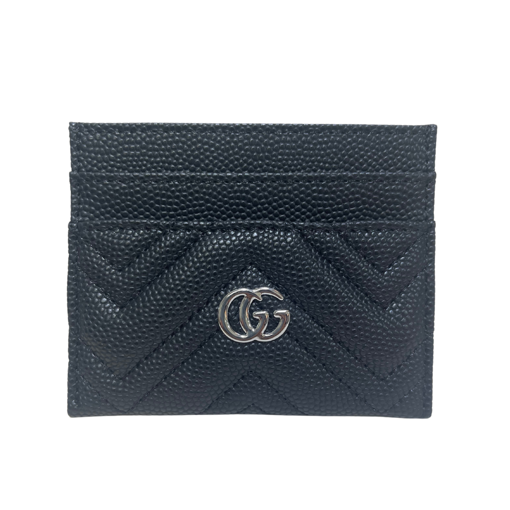 GUCCI GG MARMONT CARD HOLDER - BLACK/SILVER