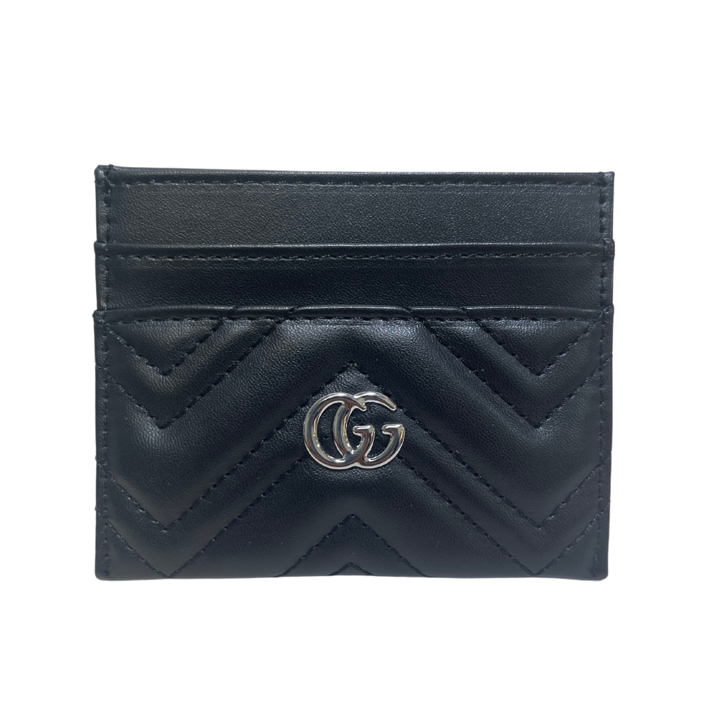 GUCCI GG MARMONT SMOOTH CARD HOLDER - BLACK/SILVER