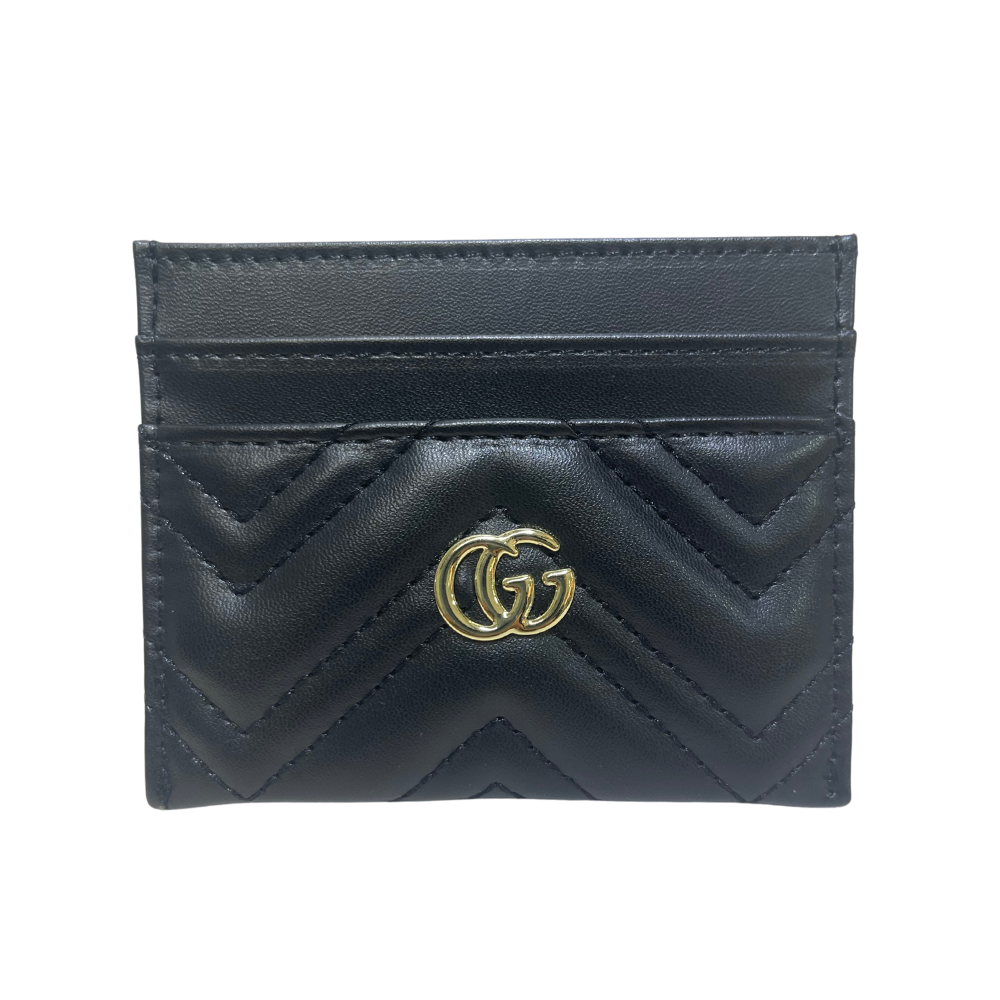 GUCCI GG MARMONT SMOOTH CARD HOLDER - BLACK/GOLD