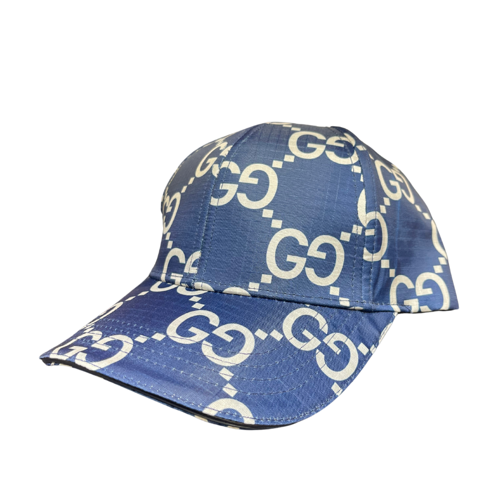 GUCCI GG STITCH NYLON HAT - BLUE