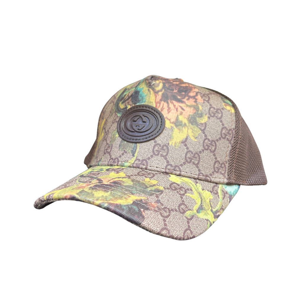 GUCCI GG SLOGO FLOWER TRUCKER HAT